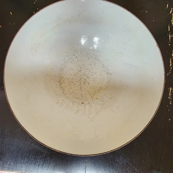 Mid Century Modern Catherineholm Orange and White Zebra Striped Enamelware Bowl - Picture 6 of 7